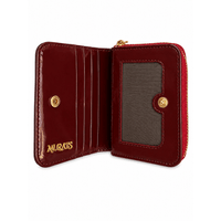 Billetera de cuero vacuno - charol liso - color burgundy
