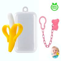 Mordedor Banana Amarillo Con Cadena Baby Froggie Koala Rosado Para Bebe