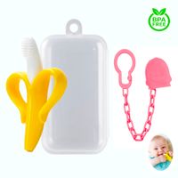 Mordedor Banana Amarillo Con Cadena Baby Froggie Ornitorrinco Rosado Para Bebe