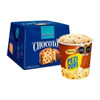 Pack D'ONOFRIO: Helado Peziduri Chocochips Cremoso Pote 900ml + Panetón Chocotón Caja 450g