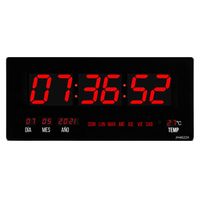 Reloj Digital de Pared 46x22cm Fecha, Hora y Temperatura Rojo Led
