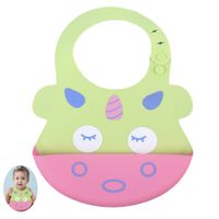 Babero Silicona Con Atrapa Comida Para Bebe Baby Froggie Unicornio Rosado