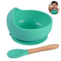 Cuenco De Silicona Con Cuchara Para Bebe Baby Froggie Turquesa