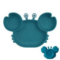 Plato Silicona Cangrejo con Ventosa Para Bebe Verde Jade