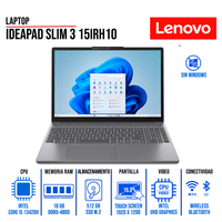 LAPTOP LENOVO IDEAPAD SLIM 3 15.3"" WUXGA IPS TOUCH SCREEN CORE I5-13420H 16GB DDR5 512GB SSD SIN SIS