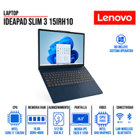 LAPTOP LENOVO IDEAPAD SLIM 3 15IRH10 15.3"" WUXGA IPS CORE I7-13620H 16GB DDR5 512 SSD SIN SISTEMA OP
