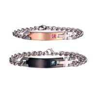 Pulseras Para Pareja Acero Negro Dorado Con Zirconias