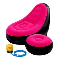 Sofá Inflable LS-523 Rojo Negro con Puff y Bomba de Aire