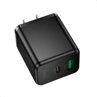 Cargador Rapido Doble Puerto Hoco 30w + Cable Usb C A C 1m