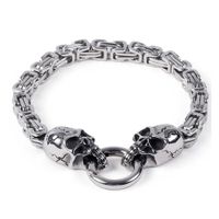 Pulsera Cadena Con Cabeza De Lobo Color Plata Para Hombre