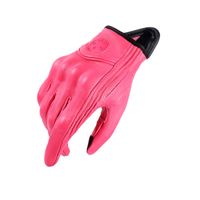 Guantes De Cuero Rosa Moto Motociclista Tactil Cuero Genuino M