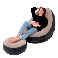 Sofá Inflable LS-523 Café con Puff Ergonómico Portátil