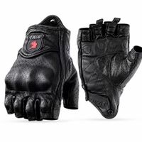 Guantes de Cuero TDGO Mitón Perforado XL para Motociclista Antideslizante Negro