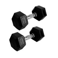Par Pesas Hexagonales 7.5Kg Caucho Mango Cromado Fitness