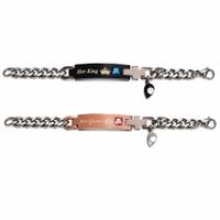 Pulseras Para Pareja Acero Negro Dorado His Queen Her King