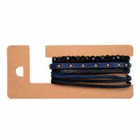 Pulsera 3 En 1 Cuero PU Negro Azul Ajustable Unisex