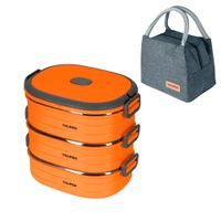 Lonchera Termica De 3 Niveles + Botella Termo Acero Inox