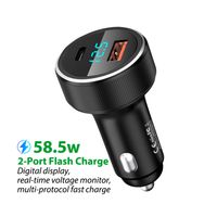 Cargador para auto Remax RCC215 58W Negro Puertos USB-A y Type-C