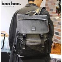 Mochila Hombre Cuero PU Negra para Trabajo Escuela Universidad