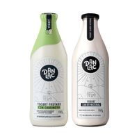 Pack DANLAC: Yogurt Entero Sabor Natural Botella 900g + Yogurt Frutado con Chirimoya Botella 900g