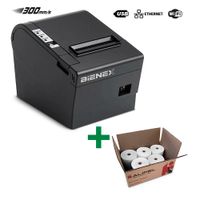 Impresora ticketera termica 80mm Ethernet LAN WIFI USB BIENEX y 5 Rollos Papel Termico 80mm