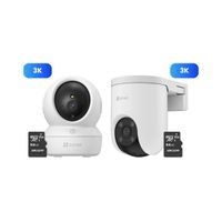 Kit Cámara seguridad Ezviz H8C 3K Exterior + H6C 3K Interior + Micro SD 64GB con movimiento