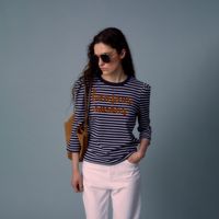 Polo Mujer Sfera Rayas 3/4 Marino