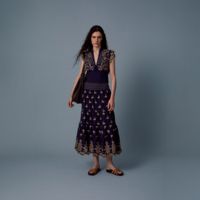 Falda Mujer Sfera Bordados Contraste Marino