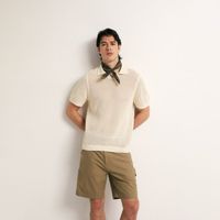 Jersey Polo Calado Hombre Sfera Manga Corta Crudo