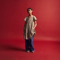 Vestido Niña Sfera Bordado Rombos Kaki