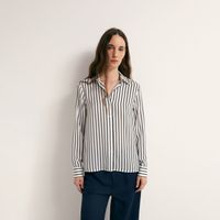 Blusa Mujer Sfera Satinada Rayas Marino