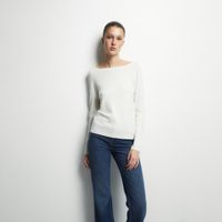 Jersey Punto Mujer Sfera Cuello Barco Blanco