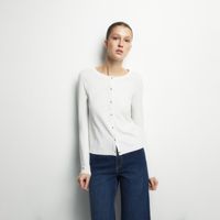 Chaqueta Punto Mujer Sfera Boton Dorado Blanco