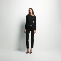 Jersey Punto Mujer Sfera Cuello Barco Negro