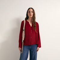 Blusa Mujer Sfera Fluida Botones Granate