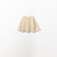 Chompa Niña Sfera Kimono Crochet Crudo