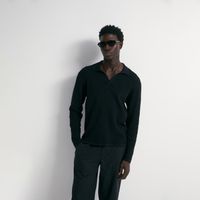 Jersey Cuello Polo Hombre Sfera Calado Ml Negro