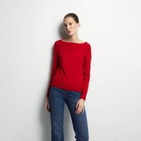 Jersey Punto Mujer Sfera Cuello Barco Rojo