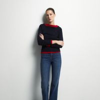 Jersey Punto Mujer Sfera Cuello Barco Marino