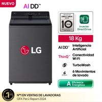 Lavadora LG 18KG con AI DD WT18PBTX Negro