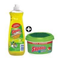 COMBO Sapolio: Lavavajilla Líquido Limón 1.25 Lt + Lavavajilla en pasta Manzana 800gr
