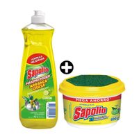 COMBO Sapolio: Lavavajilla Líquido Limón 1.25 Lt + Lavavajilla en pasta Limón 800gr