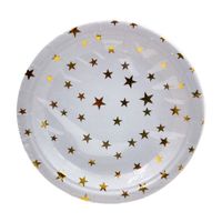 Set de 10 Platos Desechables para Fiesta Blanco/Plata 18cm