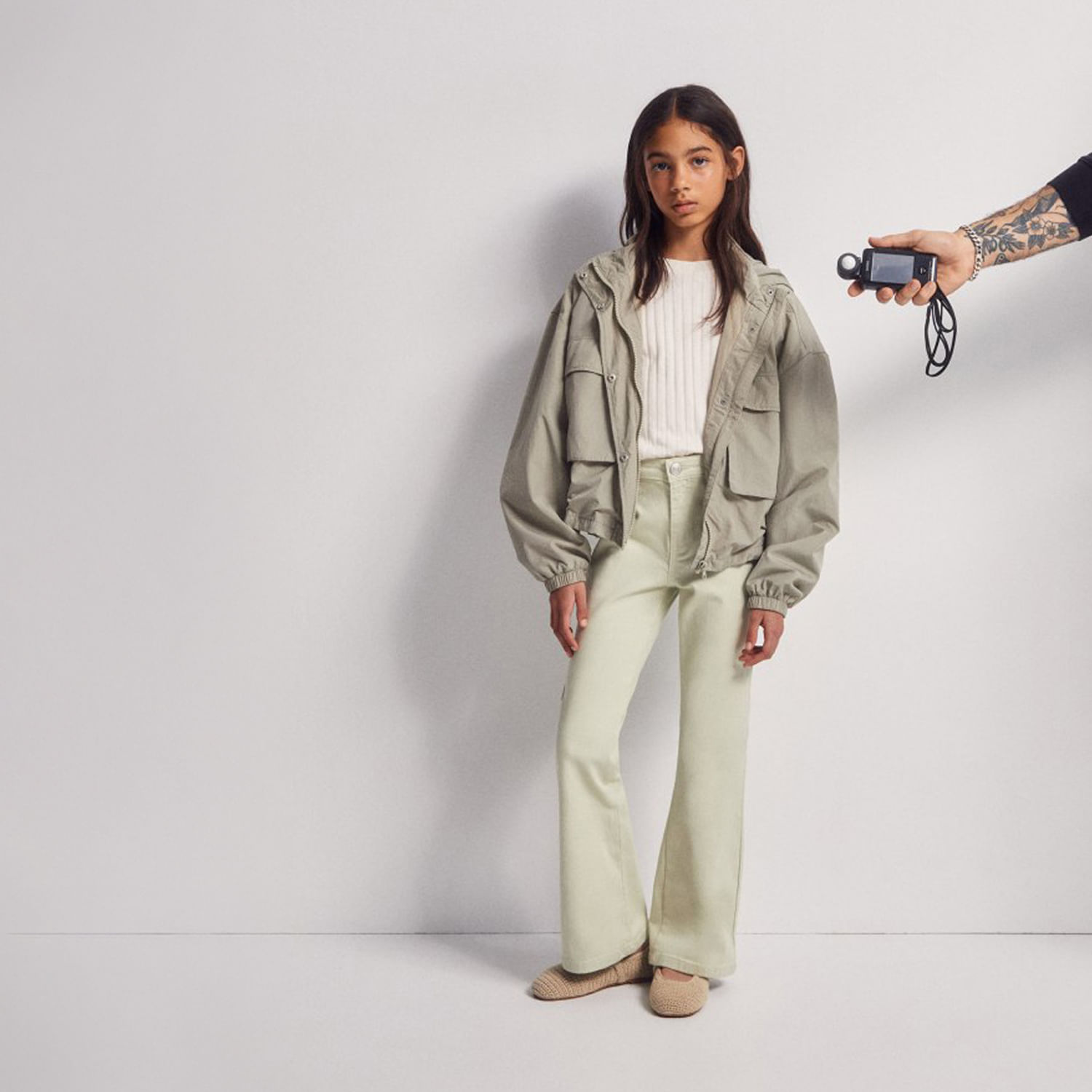 Pantalon Niña Sfera Campana Verde Claro