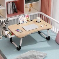 Mesa Bandeja Plegable Multiusos para Laptop y Desayuno con Soporte 60 x 40 cm Color Madera