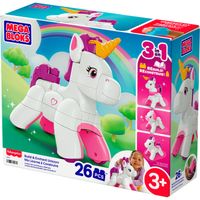 Set De Construcción 3 En 1 Unicornio Arma Y Brilla Mega Bloks 3 Años+