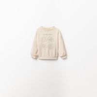 Polera Niña Sfera Flores Cordon Crudo
