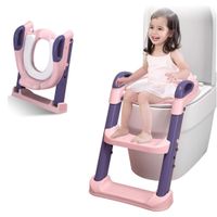 Adaptador de Baño y Escalera Portátil para Niños Rosa