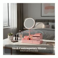 Organizador de Joyas Maquillaje Accesorios Dos Capas 7 Divisiones Superiores Espejo Táctil Tricolor