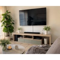 Mesa de TV Minimalista Kaori Rovere y Agave  200 cm de largo Canto Grueso